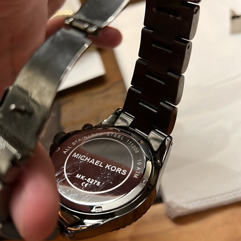 Men’s Michael Kors Gun Metal Gray Chronograph Black Dial Watch MK-8275 EUC - Picture 2 of 3